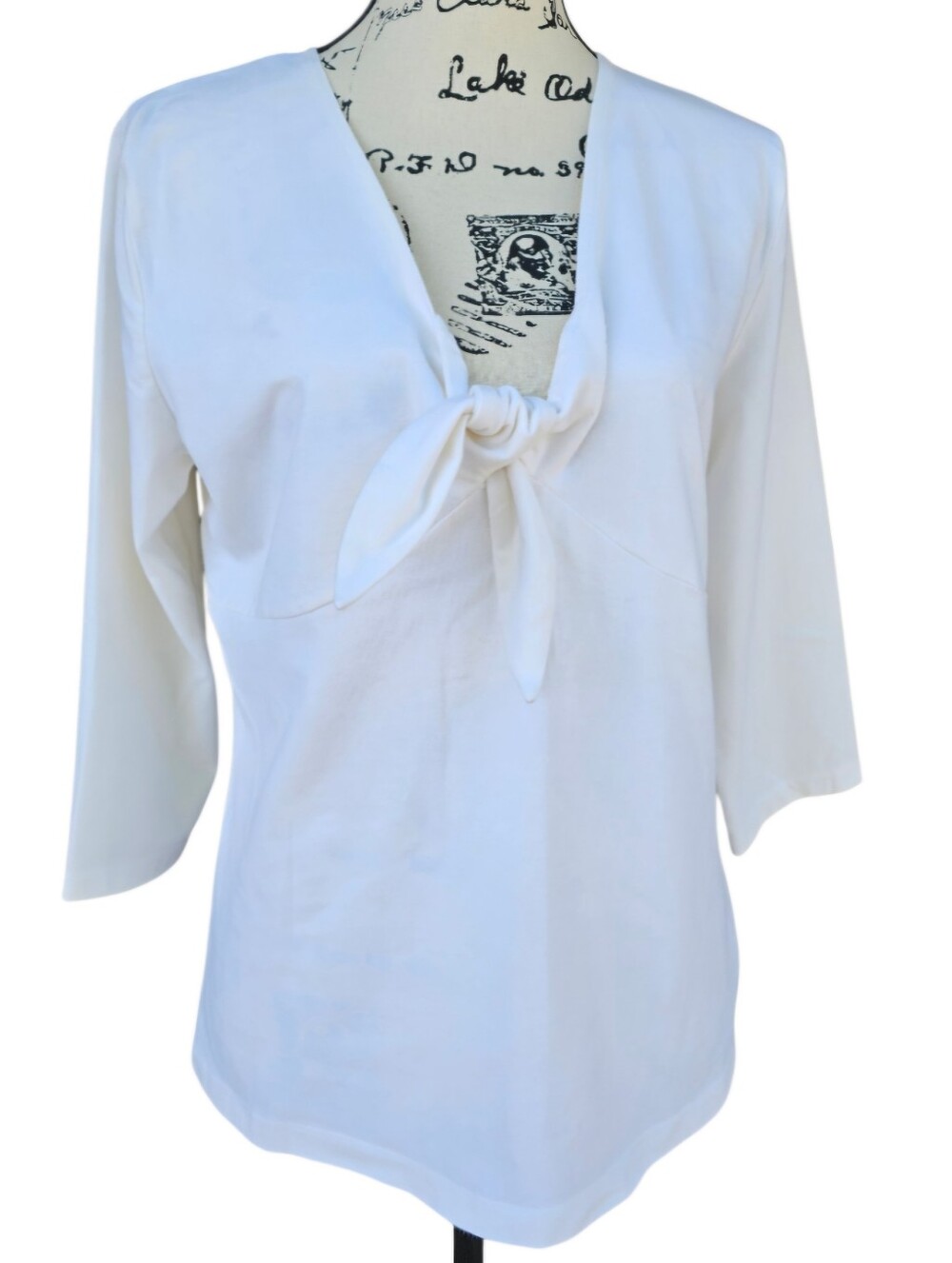 Ralph Lauren White Tie-Neck Women's Blouse - Picture 6 of 7